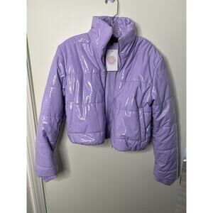 NWT 36point5 Purple Hooded Quilted Zip Puffer Jacket Short Fall/Winter S